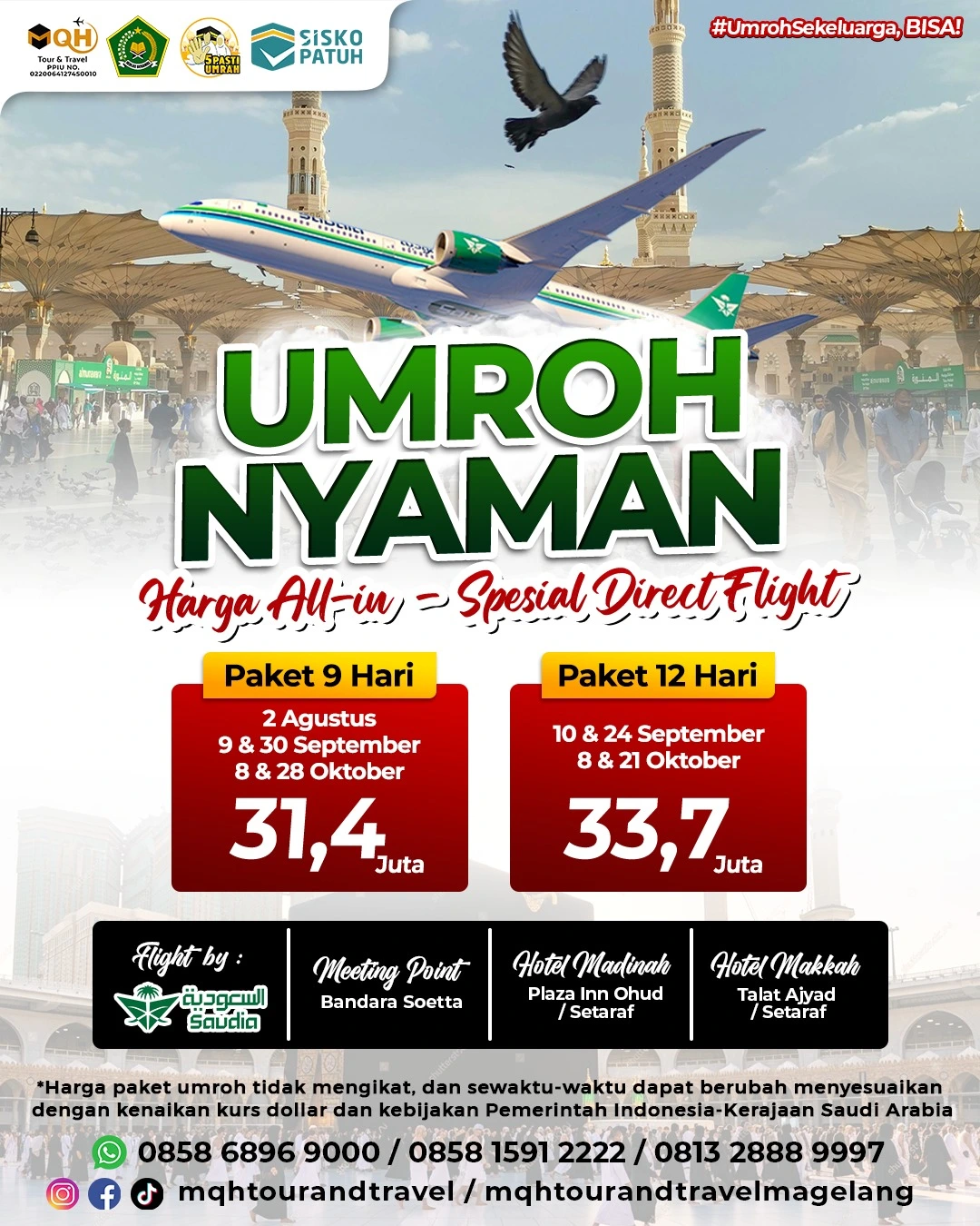 Paket Umroh Nyaman direct flight dari MQH Tour & Travel