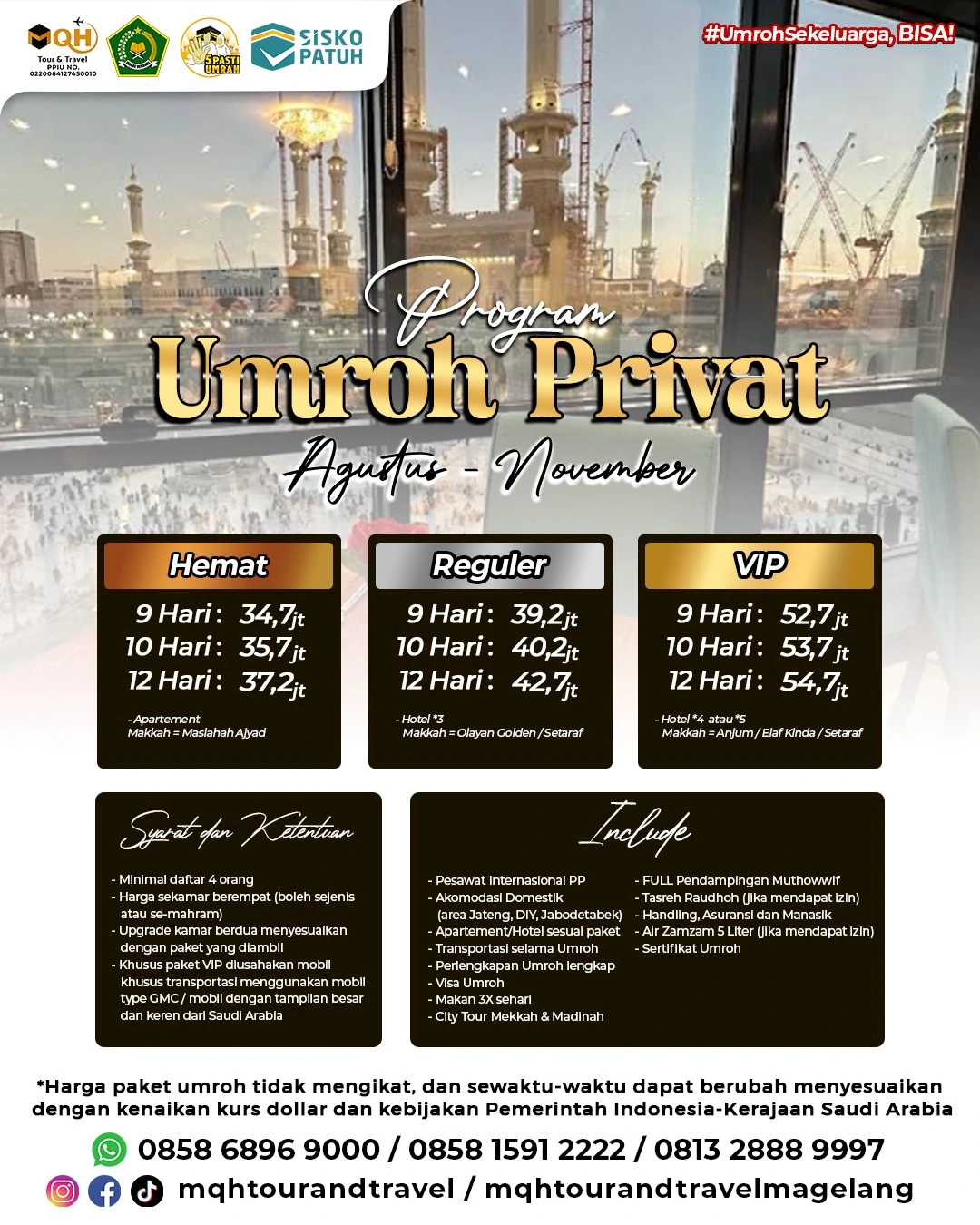 Program Umroh Privat Hemat Reguler VIP dari MQH Tour & Travel